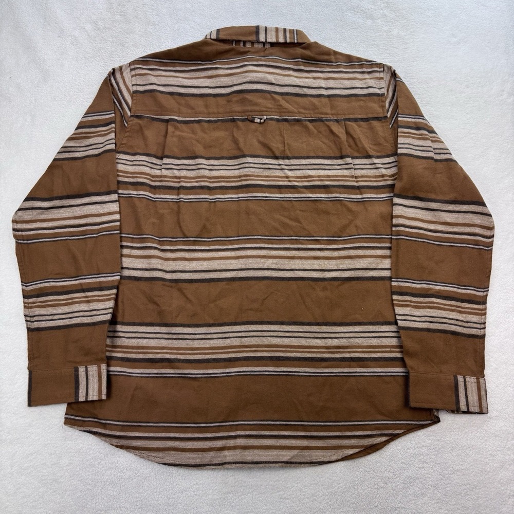 Hurley Mens Portland Flannel Shirt L Brozed Striped Long Sleeve Button Up NWT - Picture 4 of 9